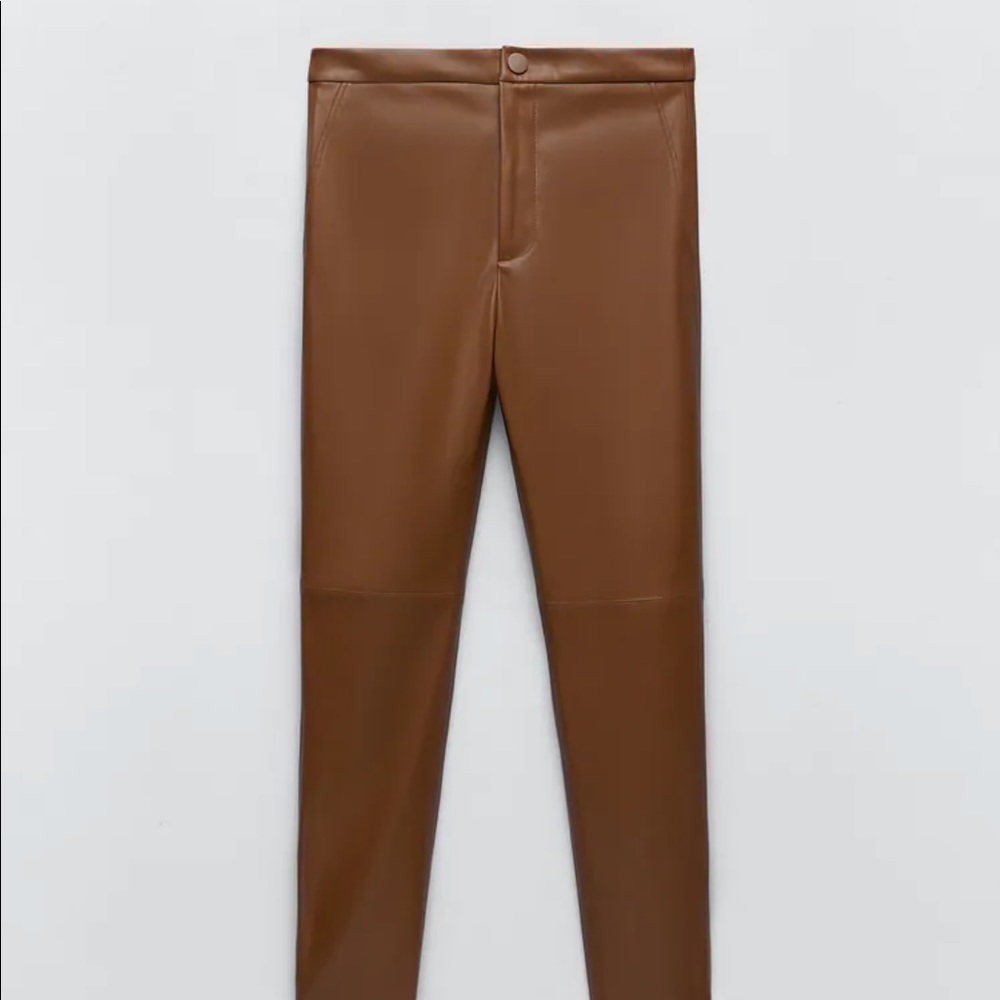 Zara light brown faux leather leggings